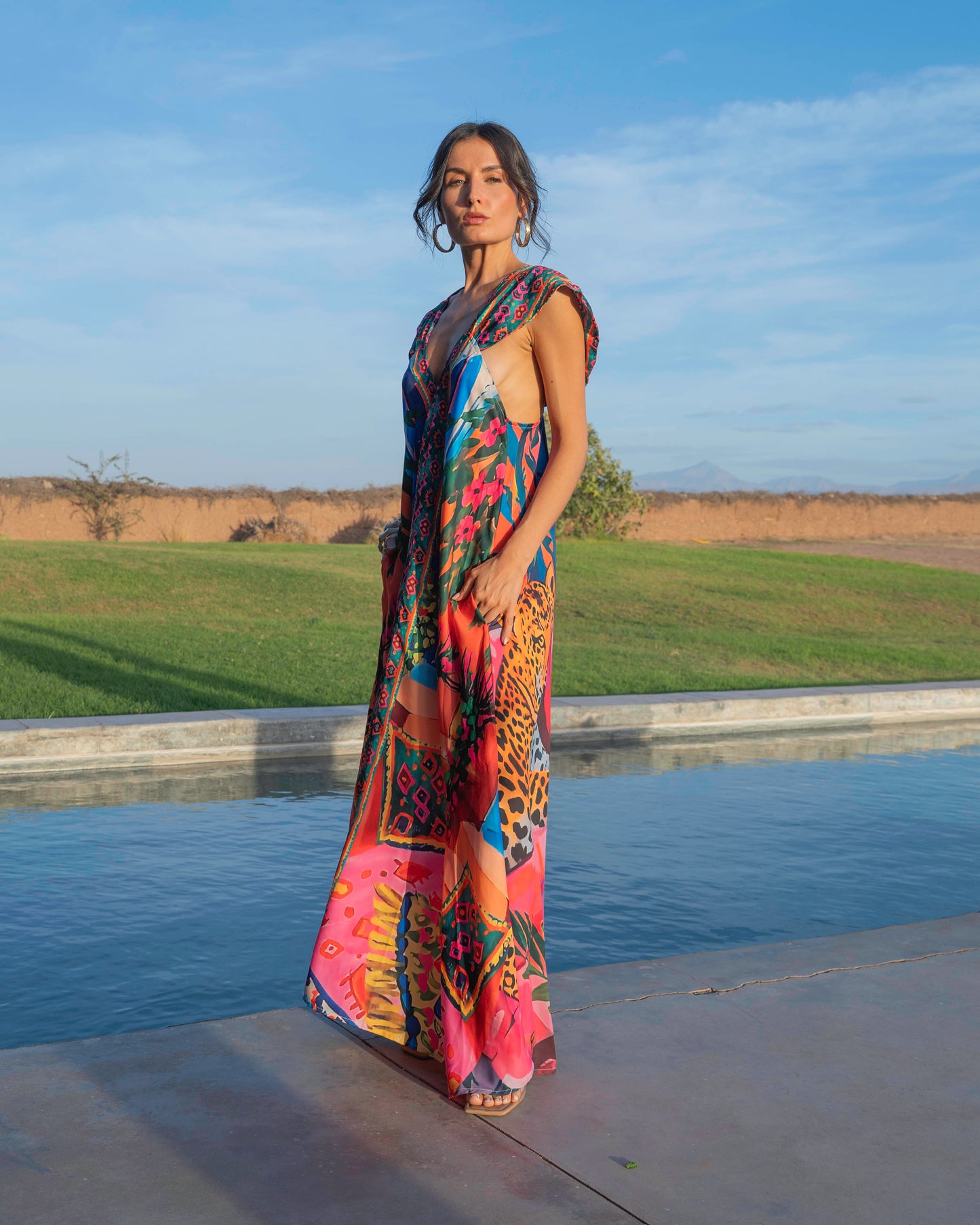 Colorful Silky Maxi Dress