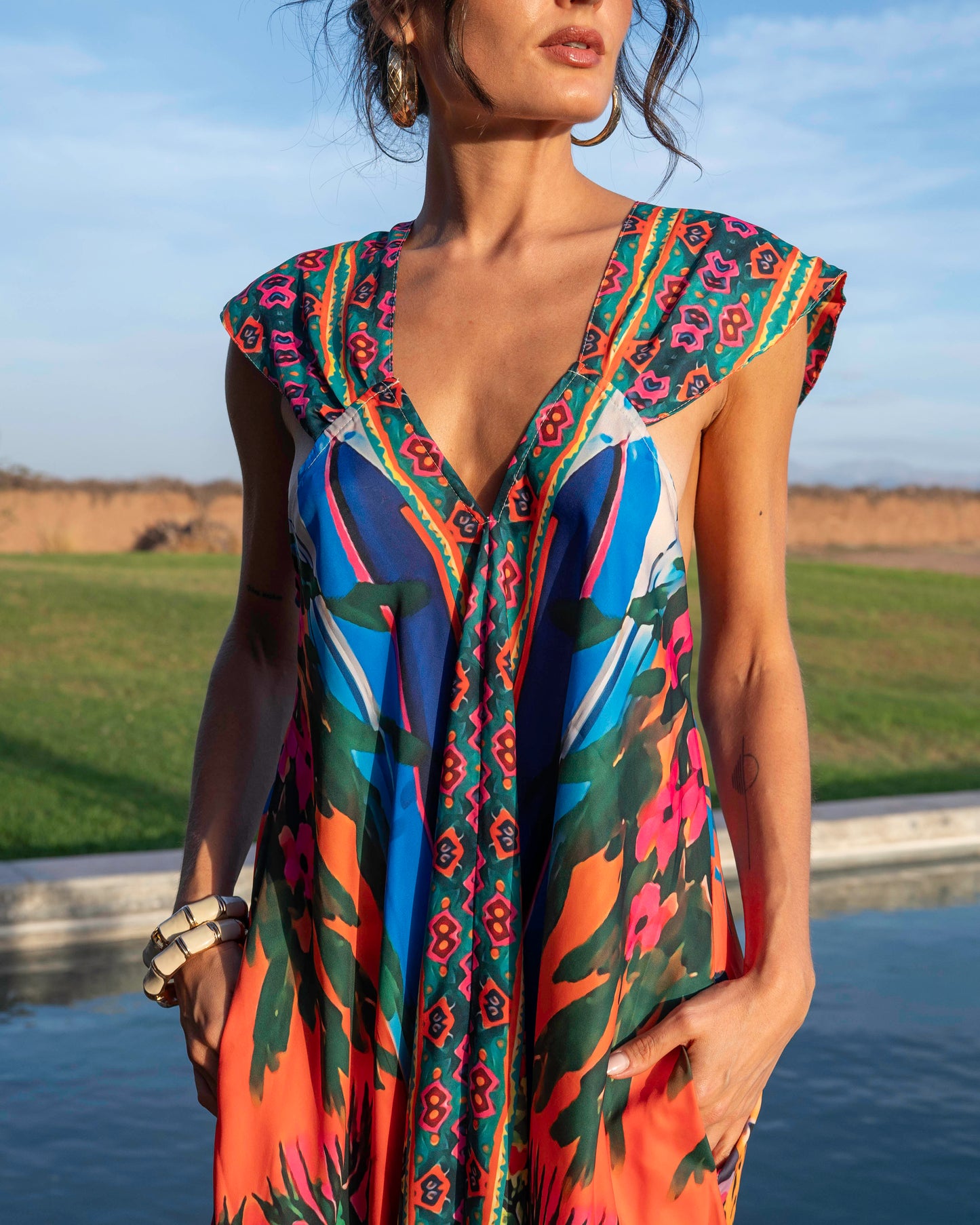 Colorful Silky Maxi Dress