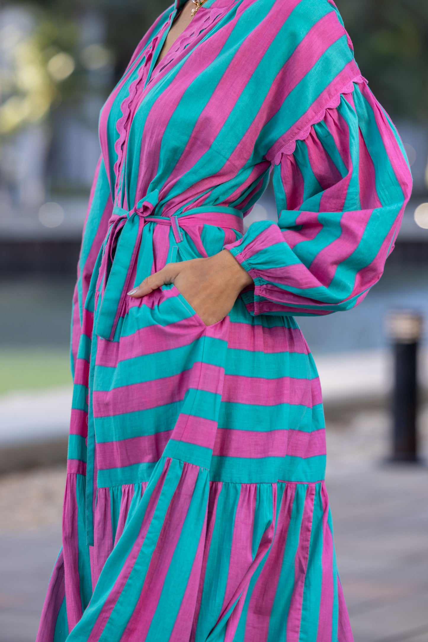 Turquoise & Pink Stripe Dress