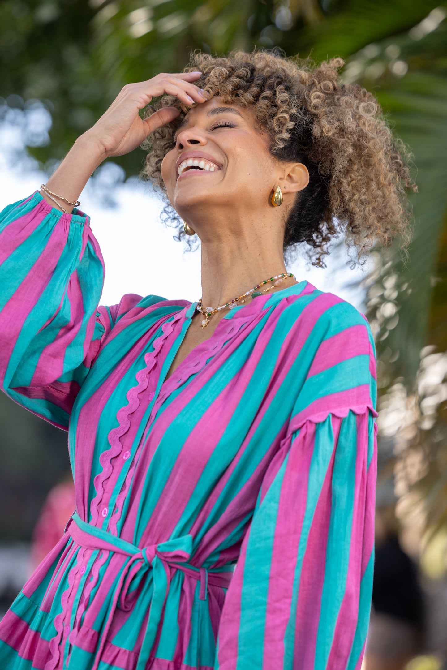 Turquoise & Pink Stripe Dress