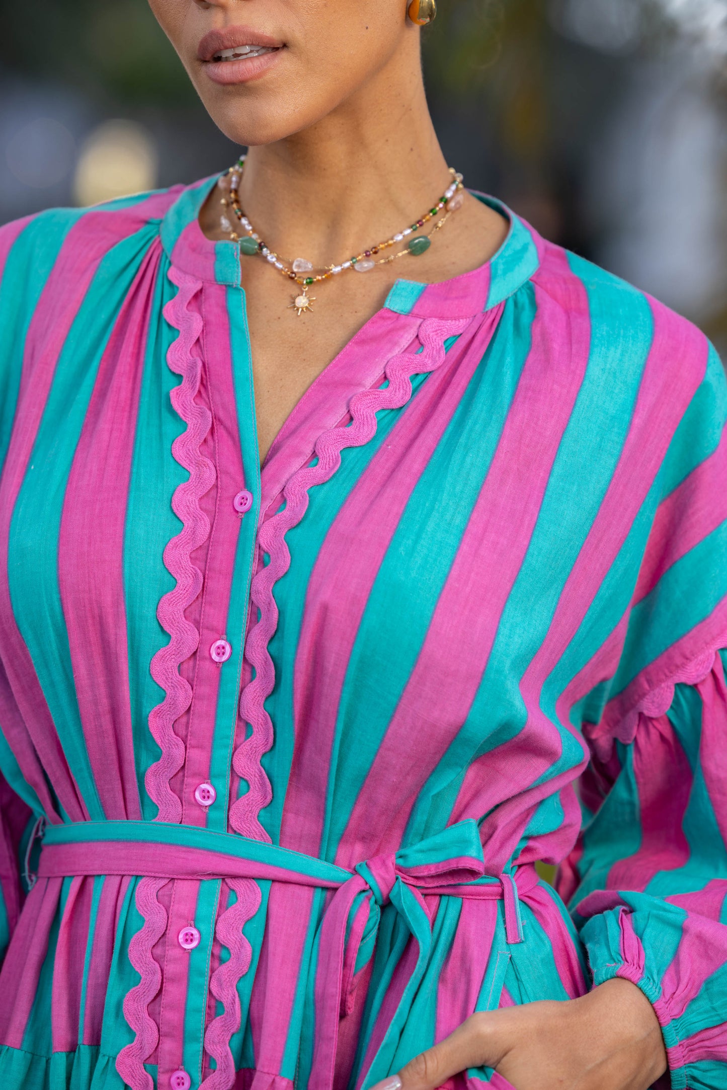 Turquoise & Pink Stripe Dress