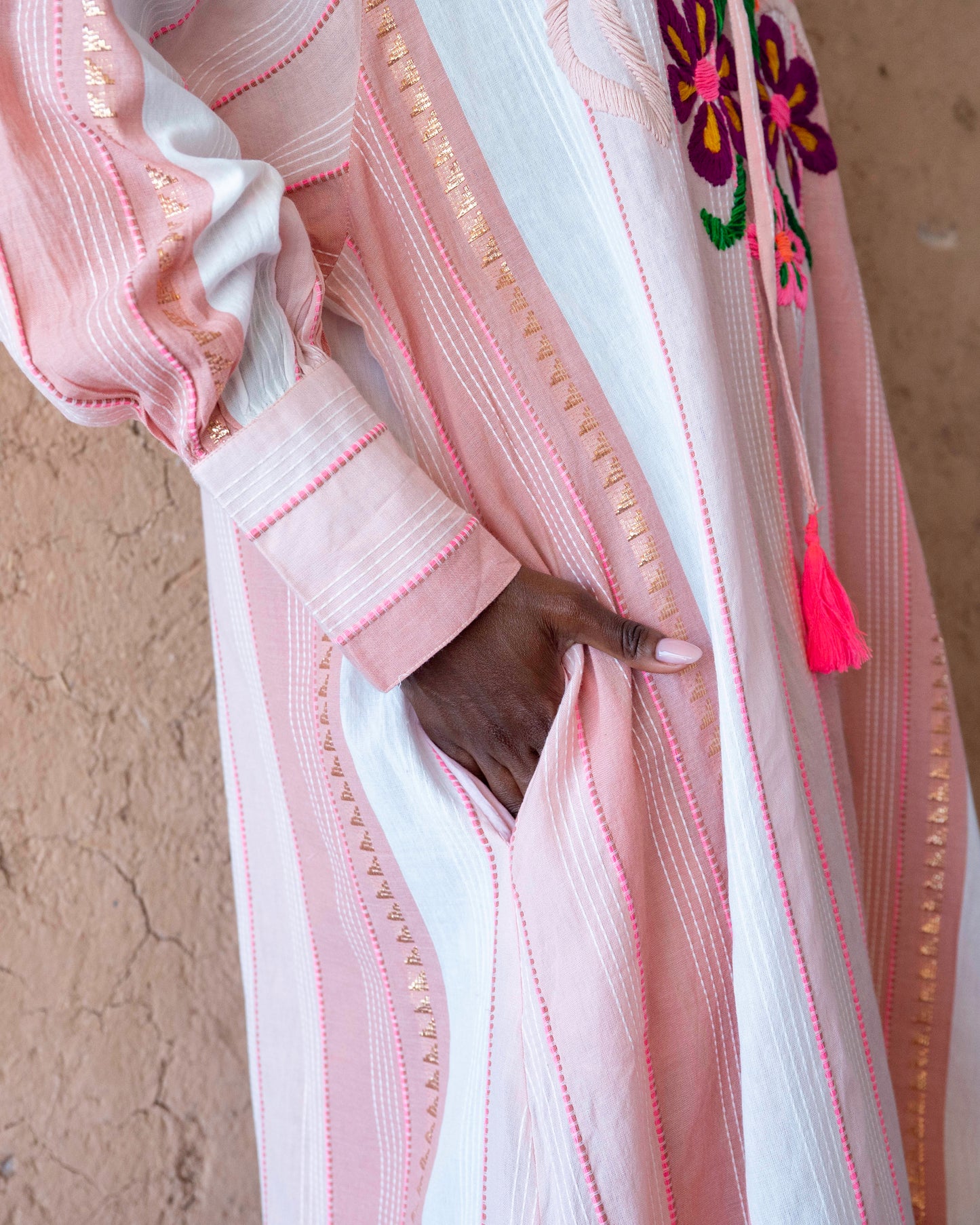 Pink Embroidered Tunic Dress