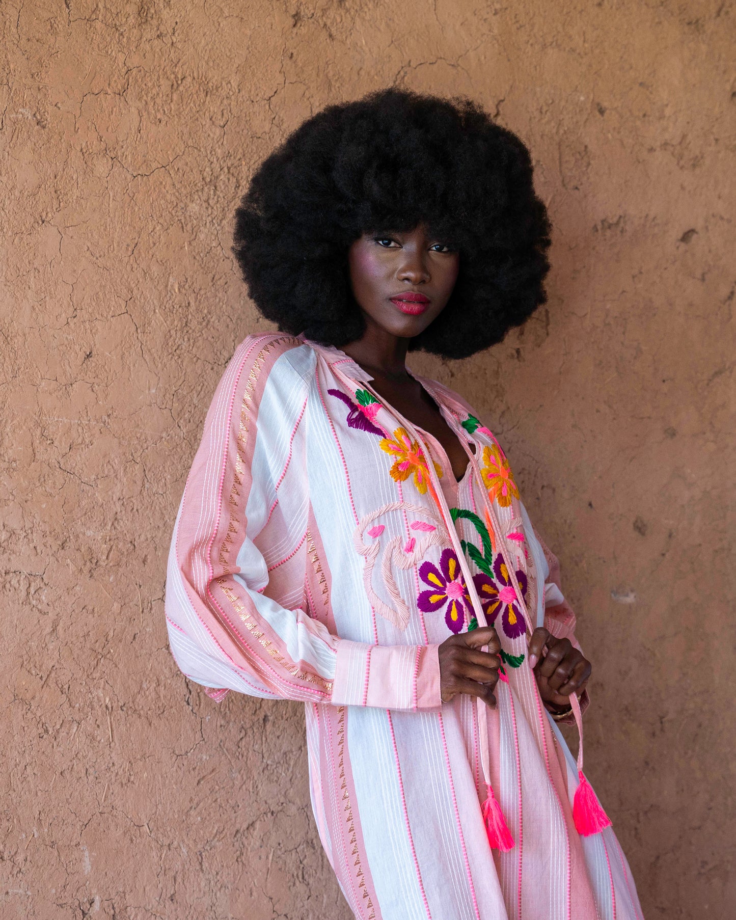 Pink Embroidered Tunic Dress