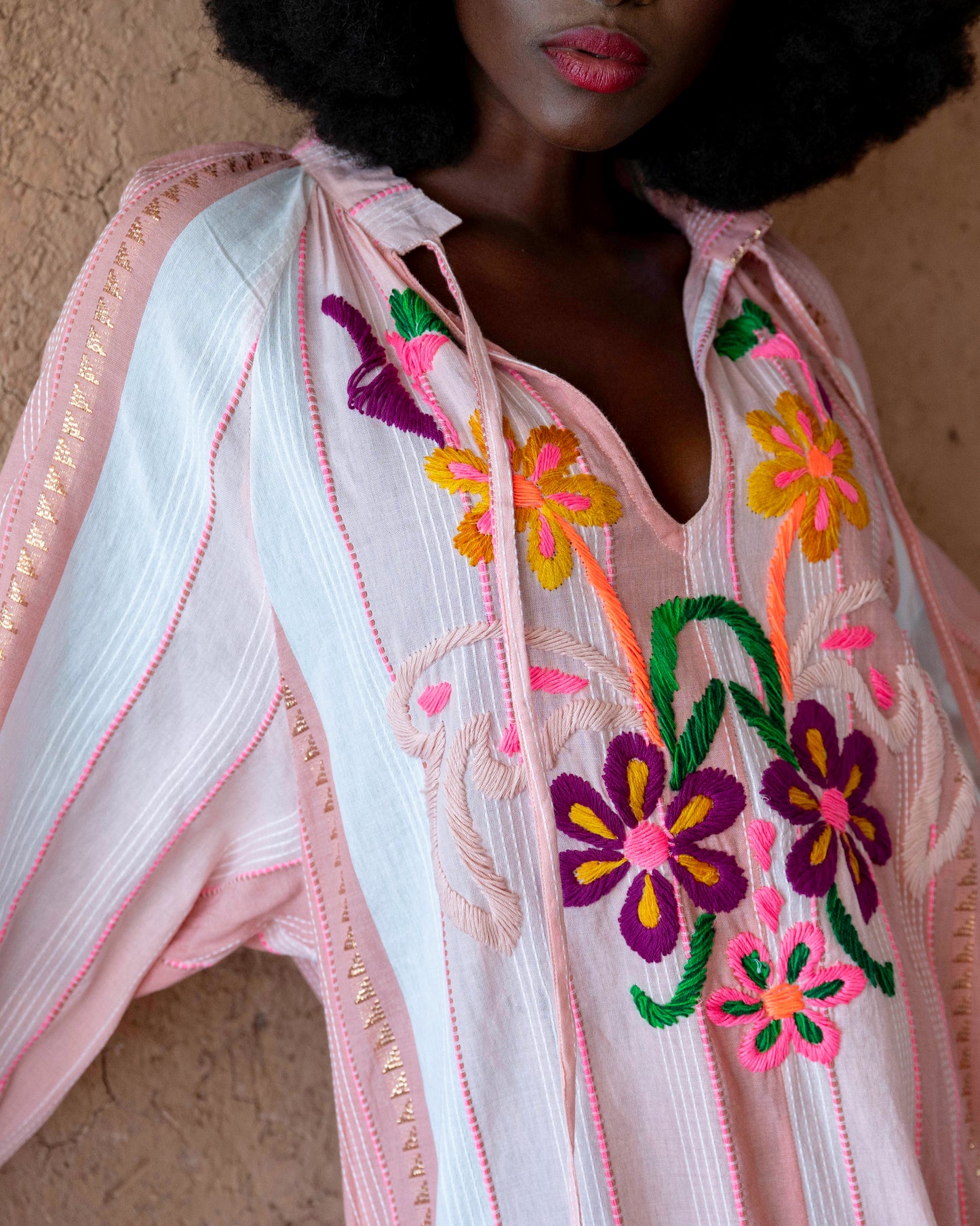 Pink Embroidered Tunic Dress