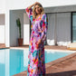 Lilac Floral Maxi Dress with Embroidered Detail
