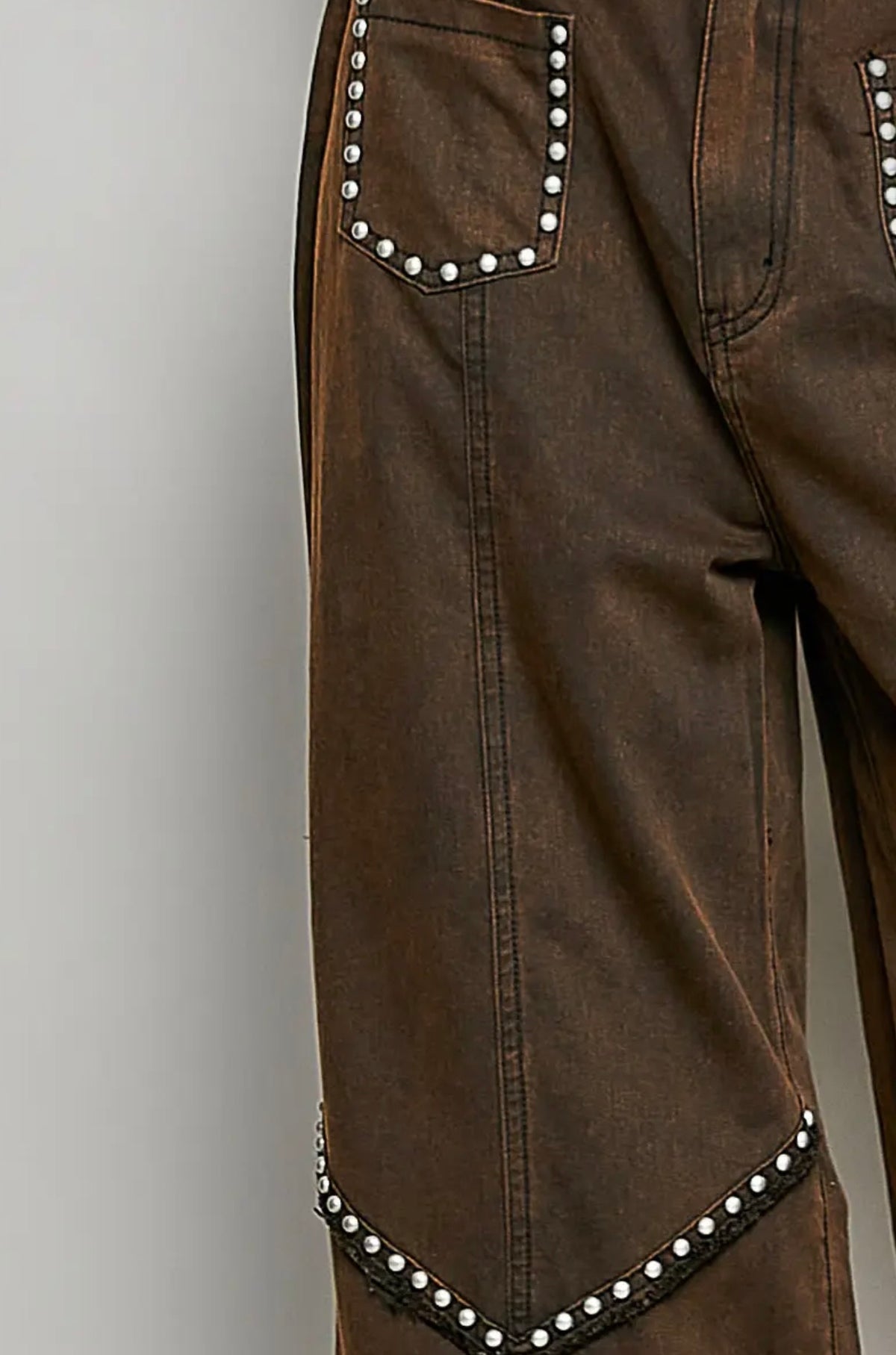 Brown Studded Denim Jeans
