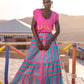Turquoise & Pink Maxi Skirt