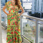 Green Print Wrap Dress