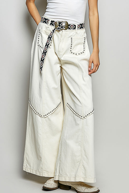 Off White Studded Jeans