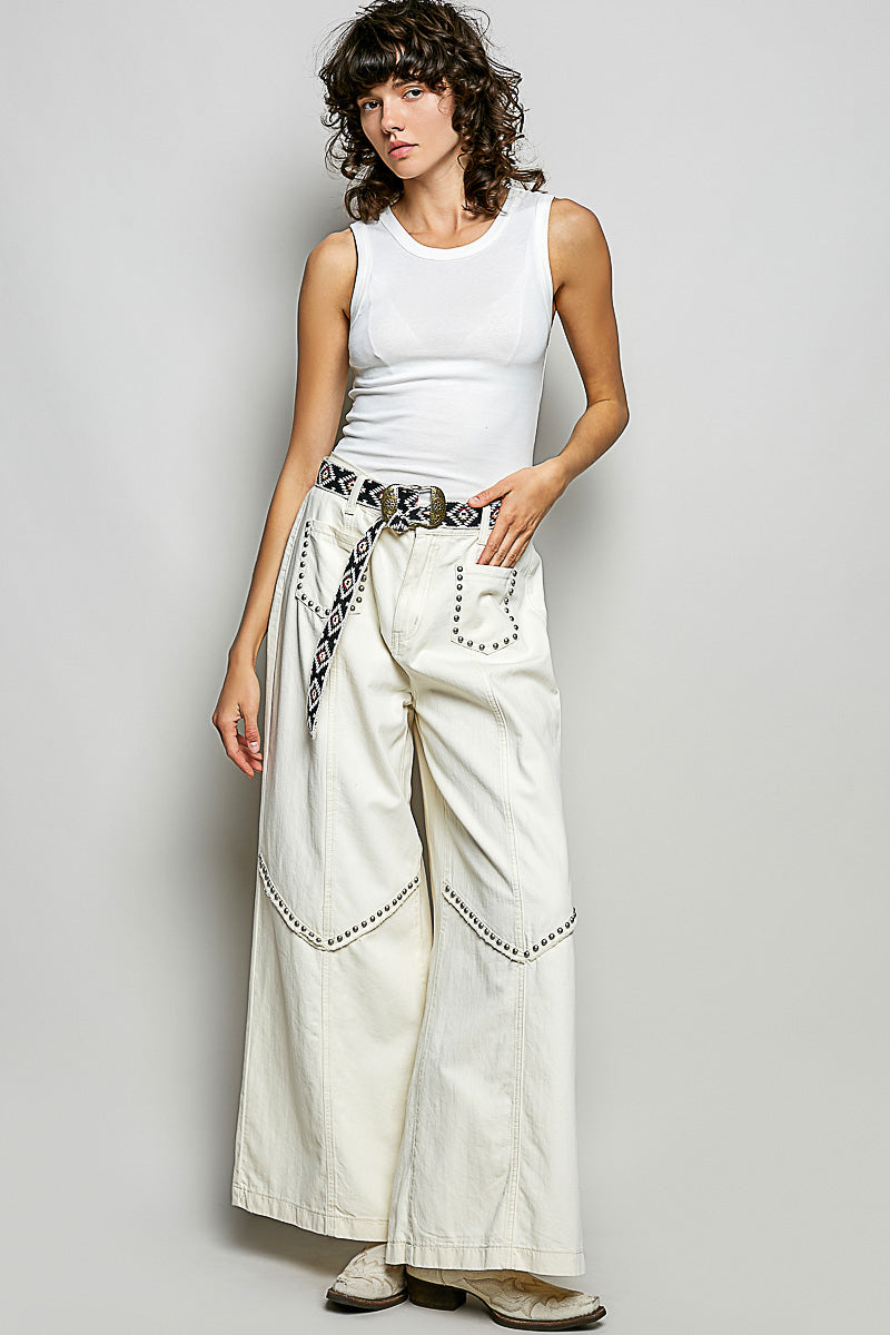 Off White Studded Jeans