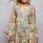 Floral Print Ruffle Mini Dress with Hand Beaded Detail
