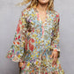 Floral Print Ruffle Mini Dress with Hand Beaded Detail