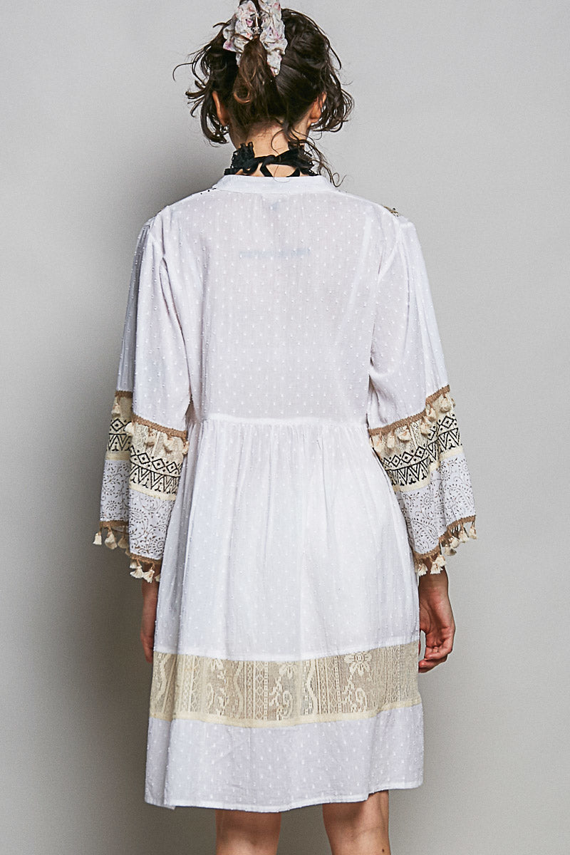 White Paisley Print Mini Dress