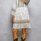 White Paisley Print Mini Dress