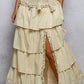Smock Waist Ruffle Natural Skirt