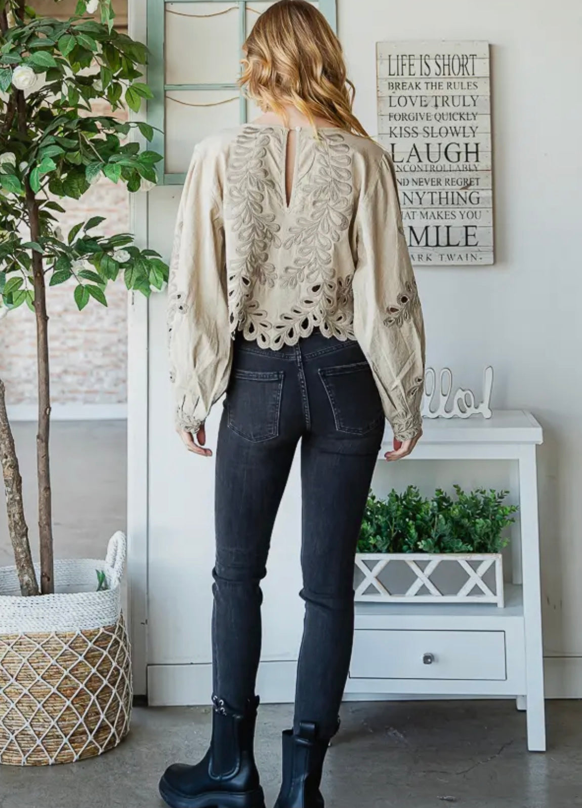 Oatmeal Eyelet Blouse