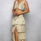 Smock Waist Ruffle Natural Skirt