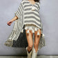 Black & White Stripe Linen Top with Tassels