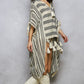 Black & White Stripe Linen Top with Tassels