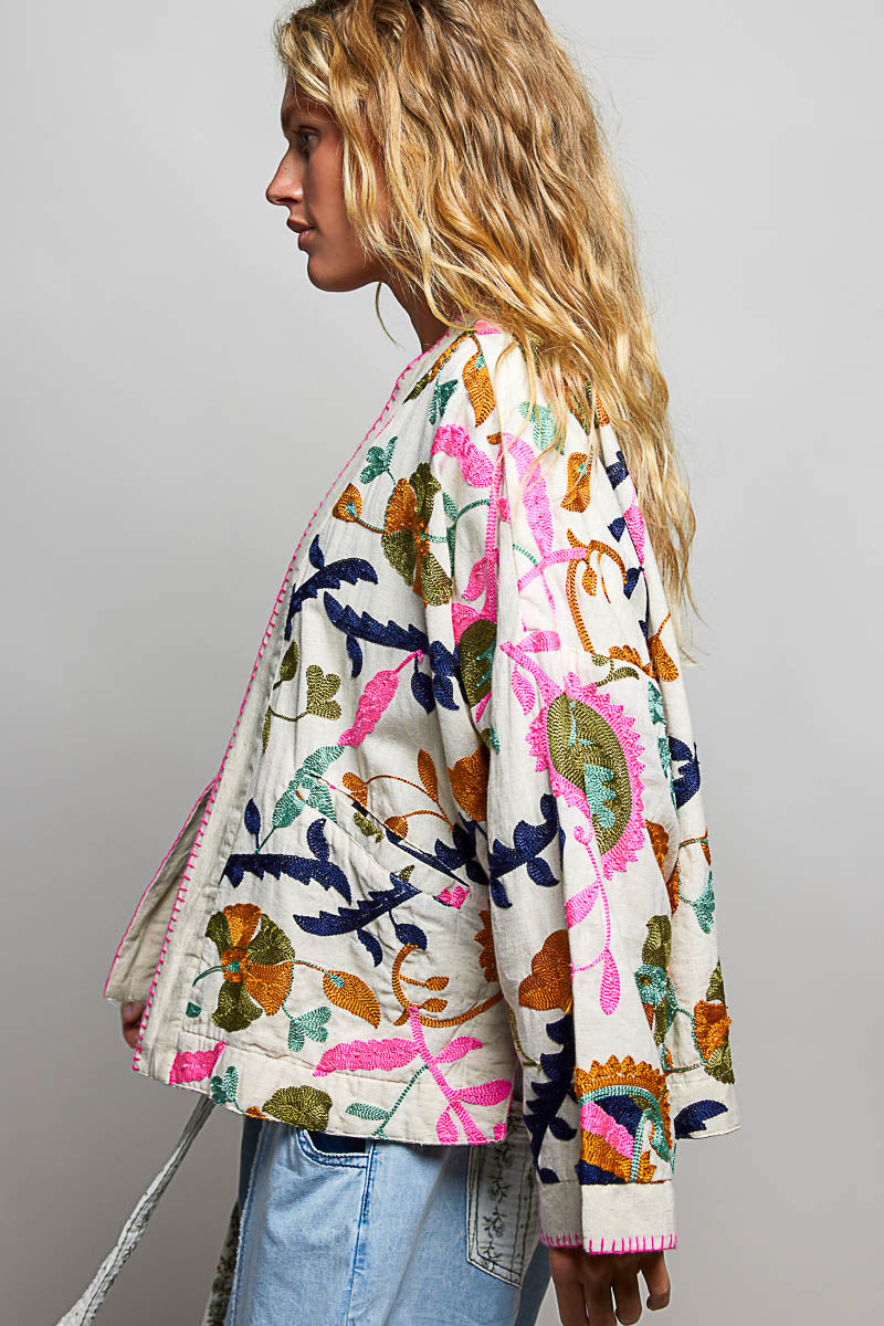 Embroidered Kimono Jacket