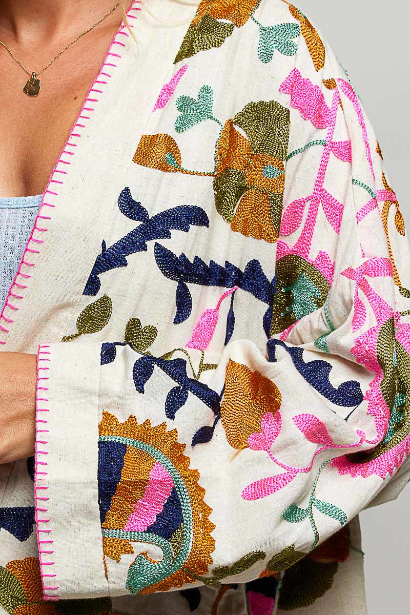 Embroidered Kimono Jacket