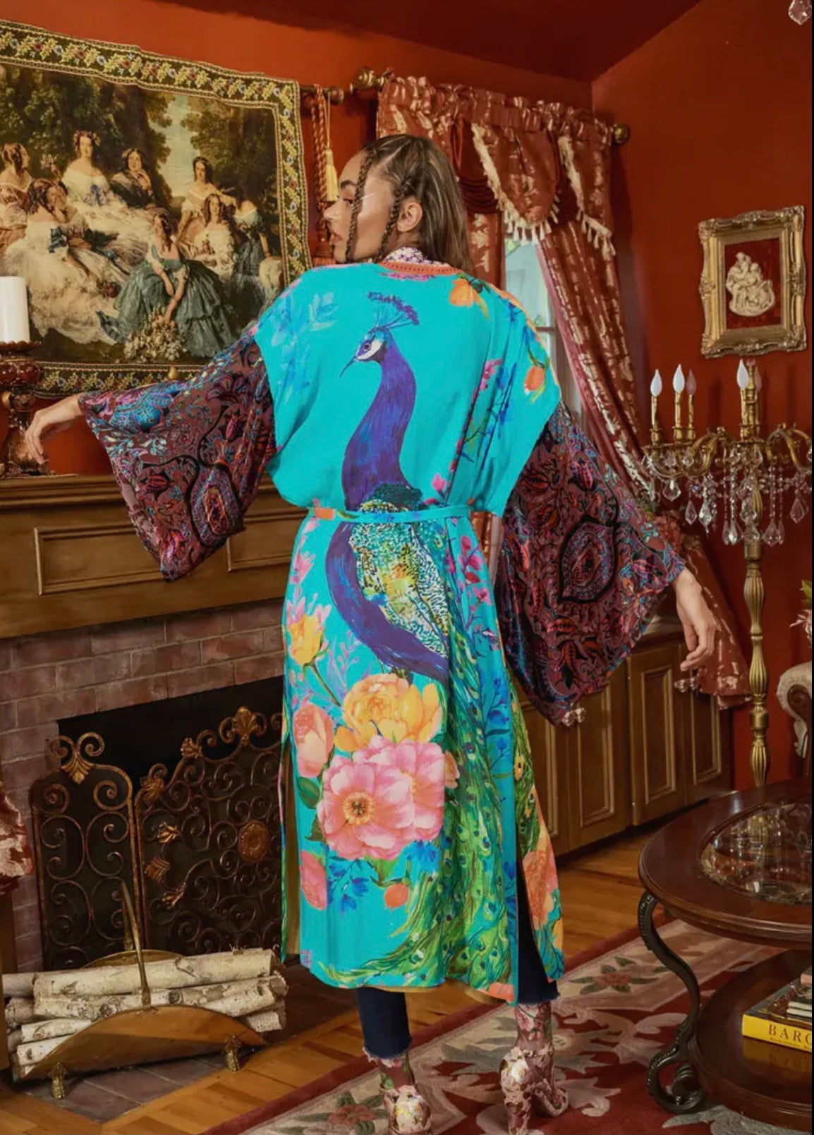 Peacock Kimono - Turquoise