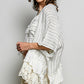White Stripe Linen & Eyelet Cardigan