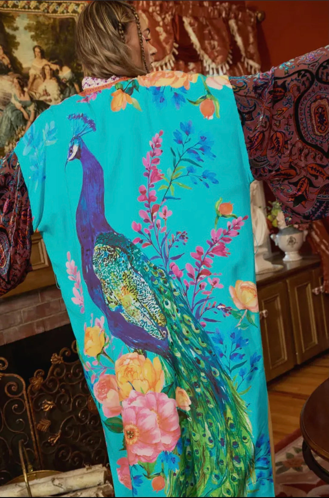 Peacock Kimono - Turquoise