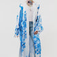 Peacock Kimono - White & Blue