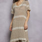 Raw Linen Stripe Tunic Dress - Mocha