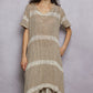 Raw Linen Stripe Tunic Dress - Mocha