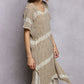 Raw Linen Stripe Tunic Dress - Mocha