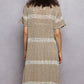 Raw Linen Stripe Tunic Dress - Mocha