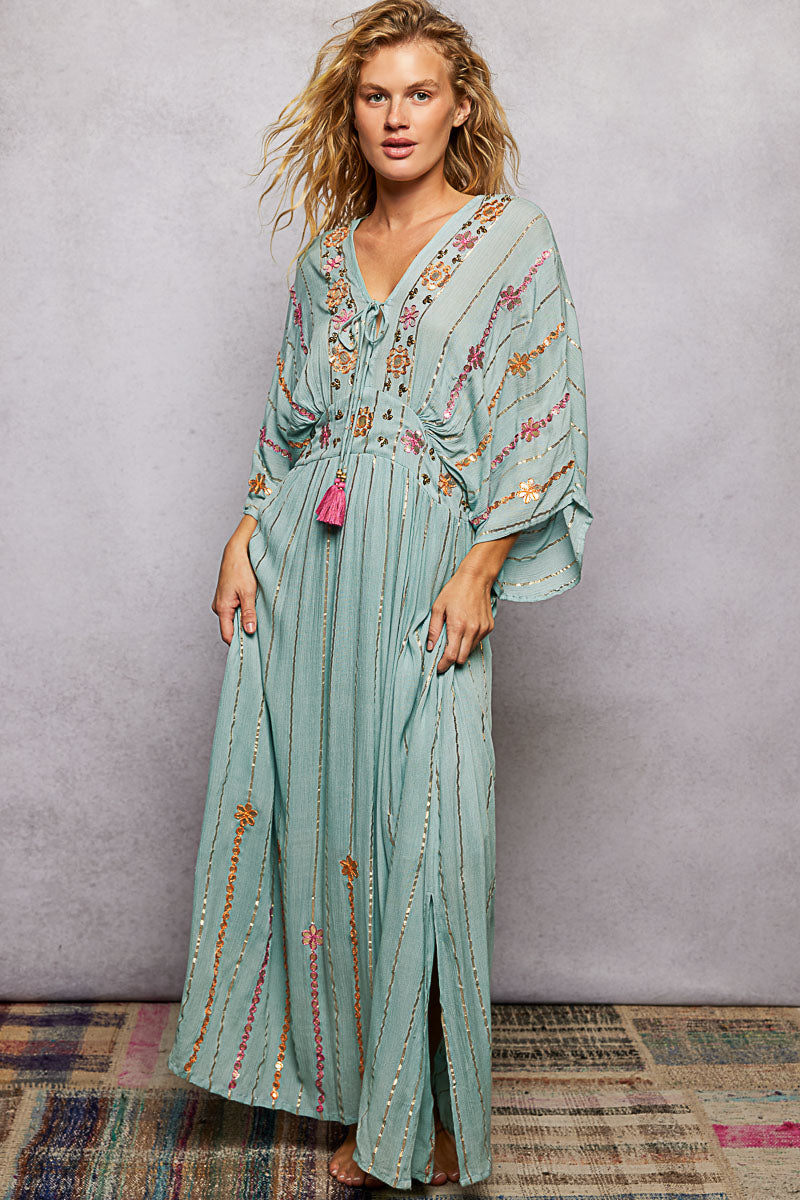 Turquoise Kimono Dress