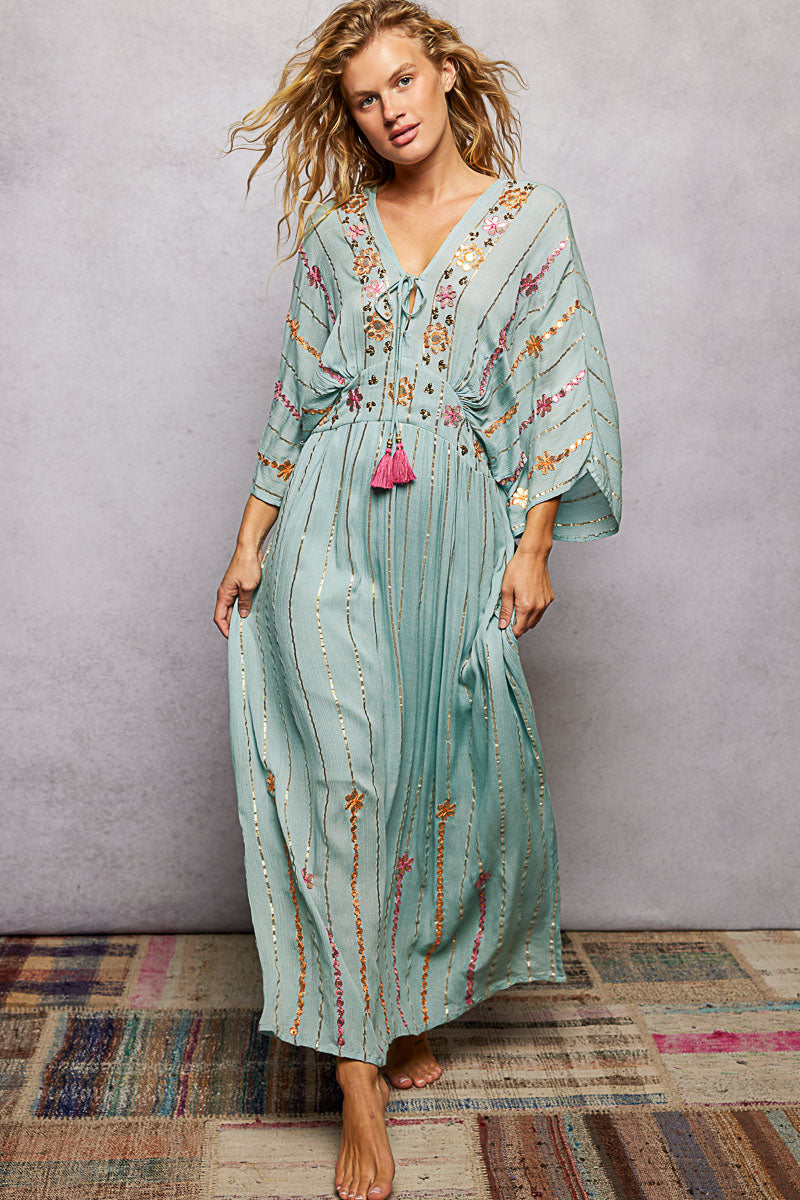 Turquoise Kimono Dress
