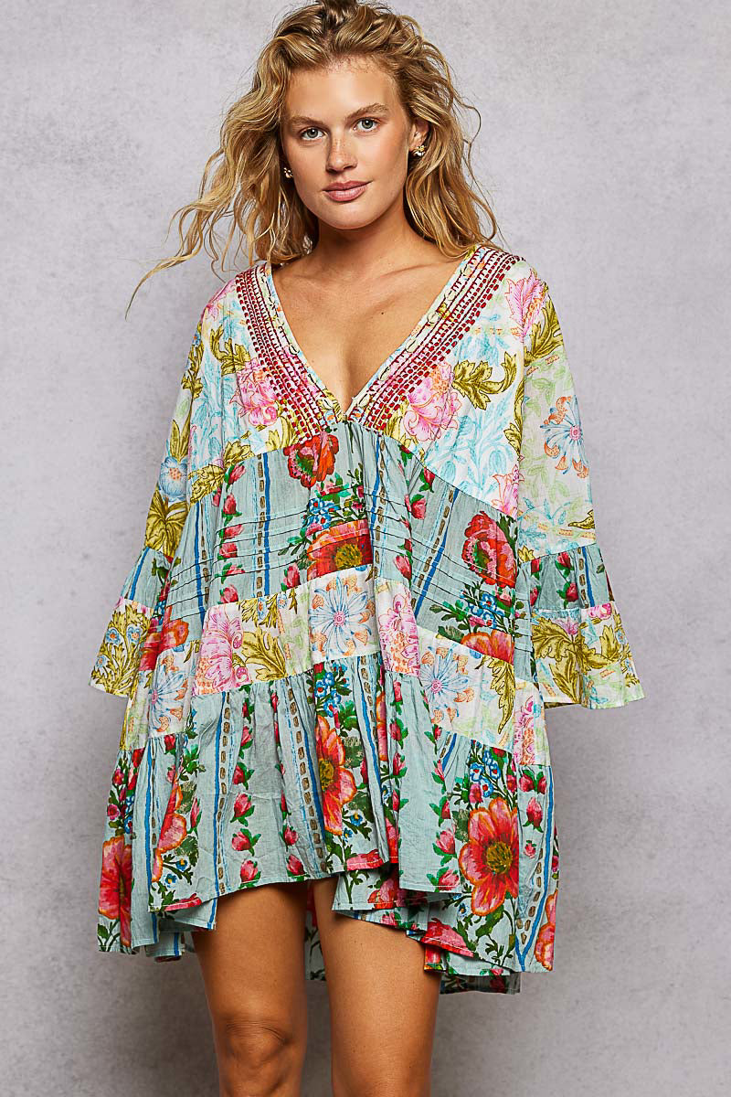 Jade Multi Mini Dress with Beaded Detail
