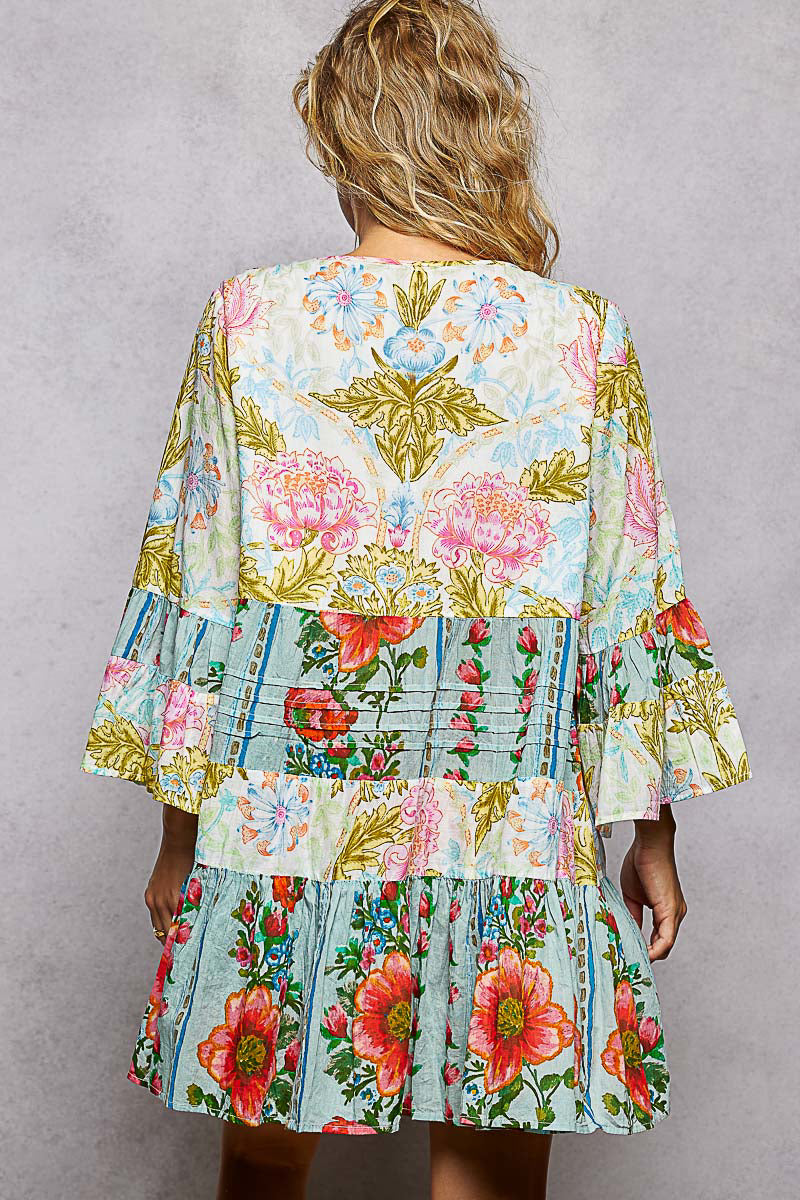 Jade Multi Mini Dress with Beaded Detail
