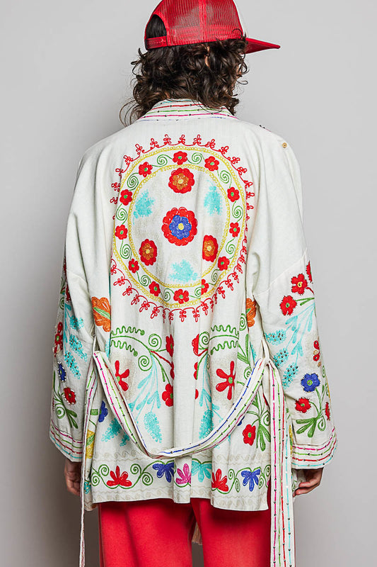 Natural Multi Print Kimono Jacket
