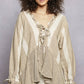 Ruffle Detail Mocha Stripe Top