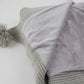 Grey Luxe Faux Fur Cable Knit Pom Pom Throw