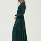 Emerald Green Satin Tiered Dress