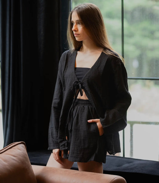 Black Gauze Shorts