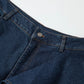 Wide Leg Dark Blue Ruffle Jeans