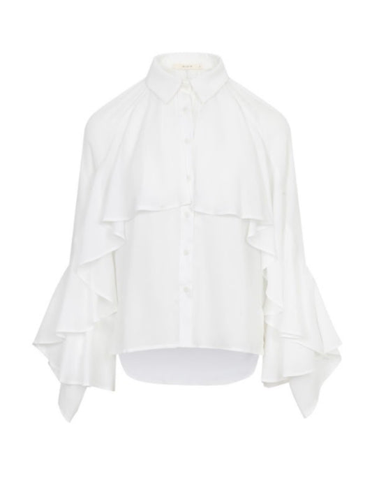 White Ruffle Blouse