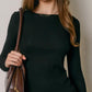 Black Fitted Crew Neck Top