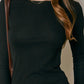 Black Fitted Crew Neck Top