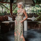 Green Print One Shoulder Dress