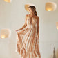 Tan & Beige Print Halter Dress