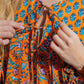 Orange Mix Block Print Maxi Dress