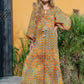 Orange Mix Block Print Maxi Dress